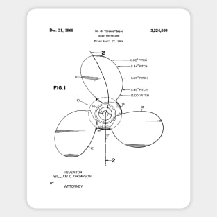 Boat Propeller Patent - Sailor Lake House Decor Art - White Sticker